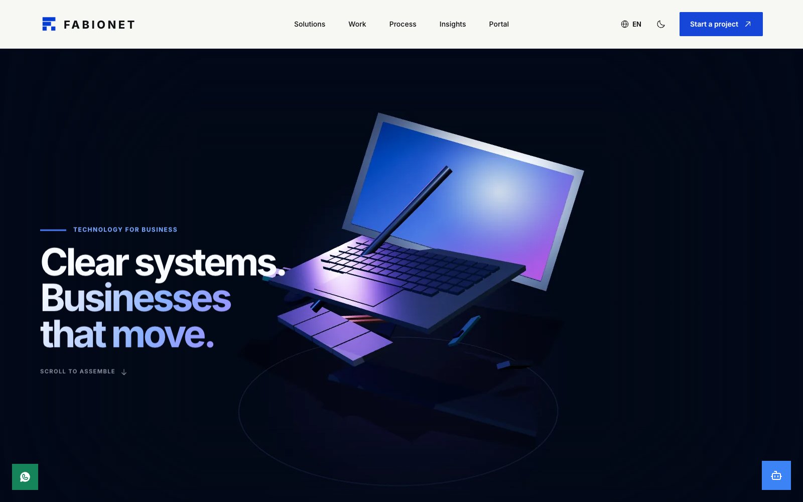 FabioNet — portada del portal de clientes.